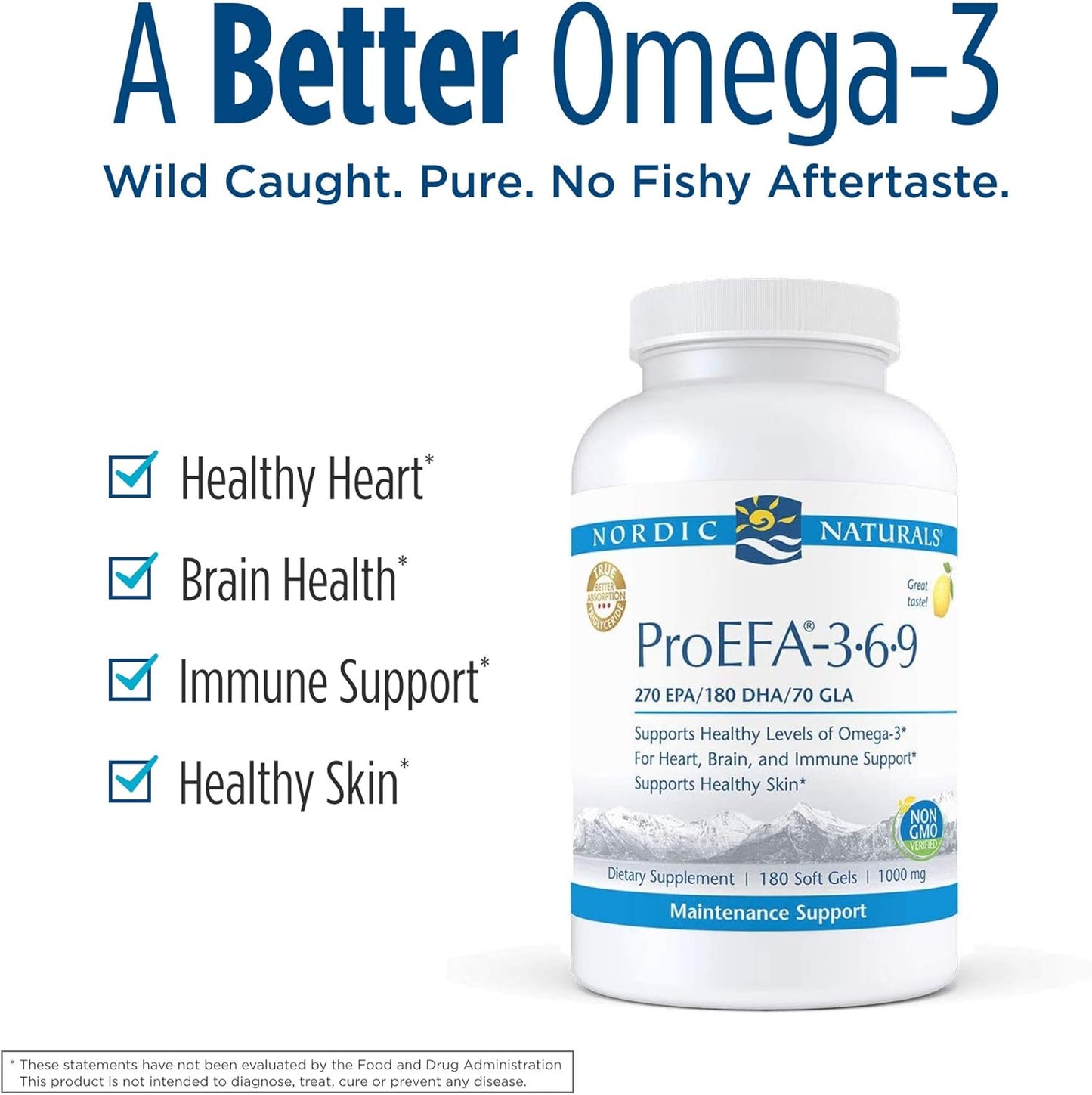 Nordic Naturals ProEFA 3-6-9 Soft Gels, Lemon Flavor - 180 Count - EPA & DHA with GLA - Healthy Skin, Cognition, Positive Mood - Non-GMO - 90 Servings