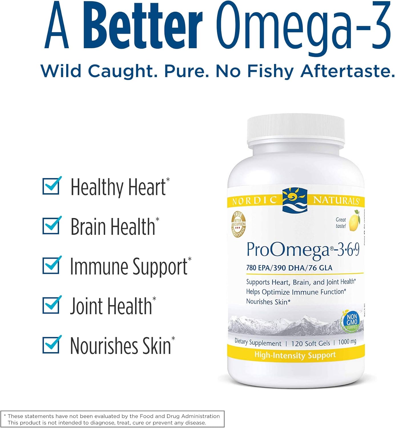 Nordic Naturals ProOmega 3-6-9 Lemon Soft Gels: 1360mg EPA & DHA with GLA for Skin, Cognition, Mood - Non-GMO - 60 Servings