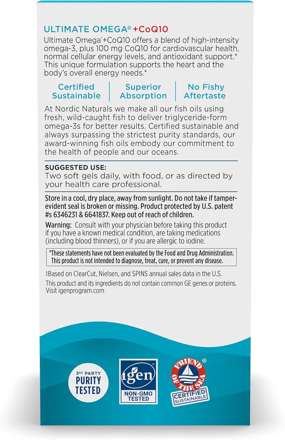 Nordic Naturals Ultimate Omega + CoQ10 Soft Gels - Lemon Flavor - 1280mg Omega-3 & 100mg CoQ10 - Heart & Cellular Health Support - Non-GMO - 60 Servings