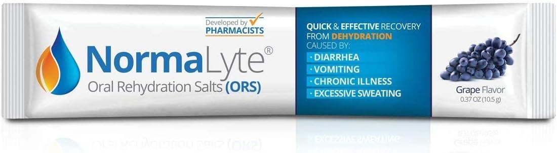 NormaLyte Oral Rehydration Salts - 18 Packets, Grape Flavor - Potassium and Energy Supplement for Dehydration Recovery