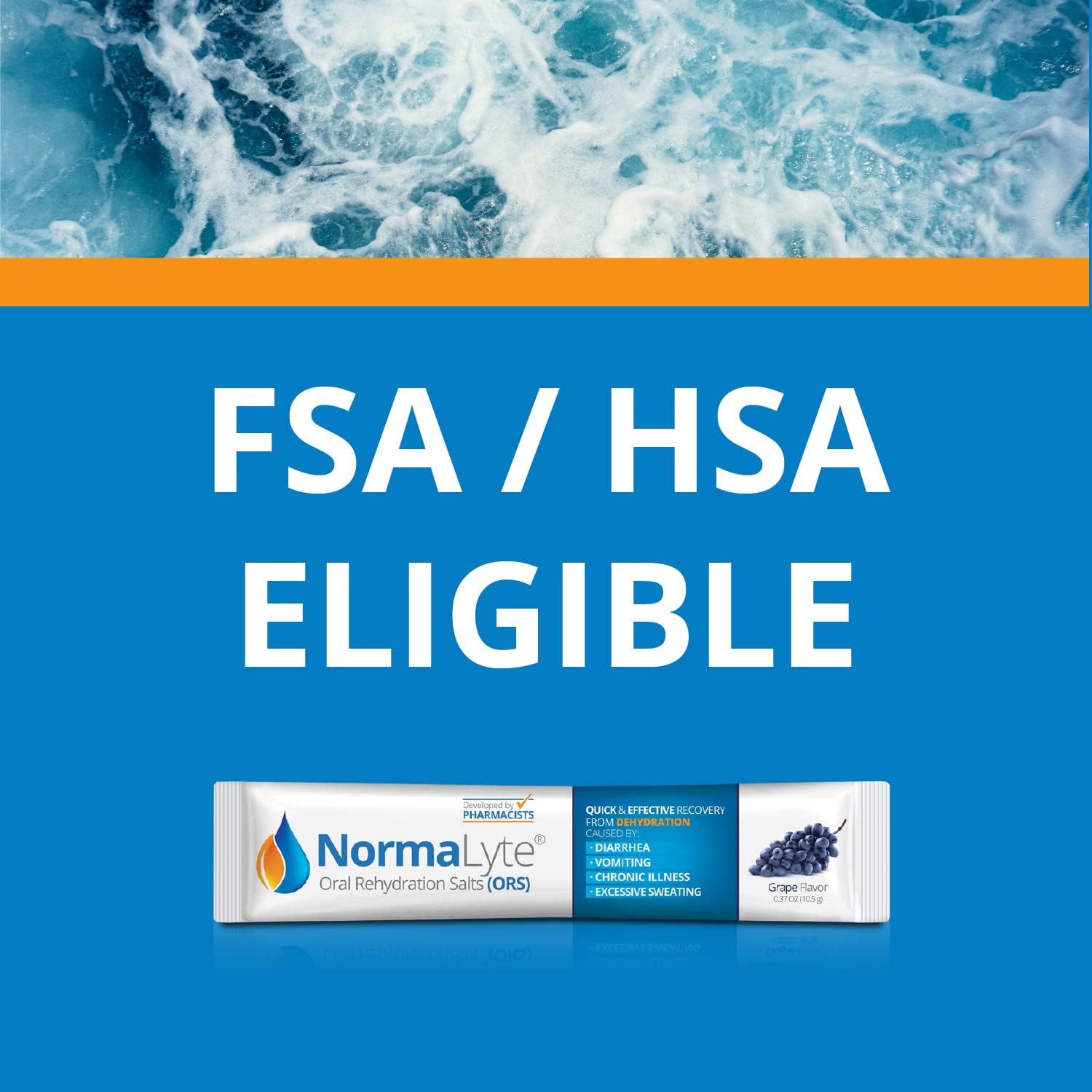 NormaLyte Oral Rehydration Salts - 18 Packets, Grape Flavor - Potassium and Energy Supplement for Dehydration Recovery