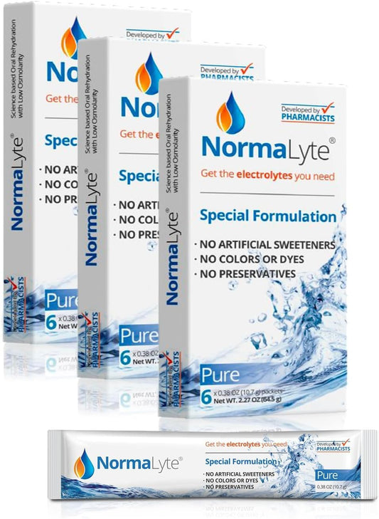NormaLyte Oral Rehydration Salts - 18 Stick Packs for Quick Absorption - Potassium Supplement for Dehydration Recovery - Energy Supplements with Pure Ingredients