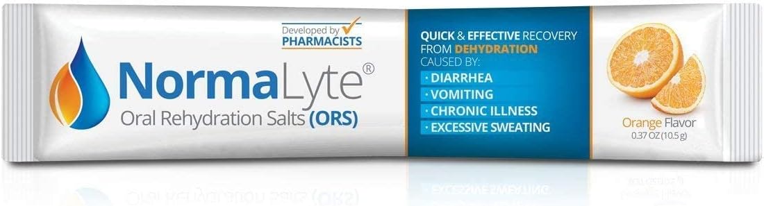 NormaLyte Orange Oral Rehydration Salts - 18 Sticks Packs, 500mL per Pack - Energy and Potassium Supplement for Dehydration Recovery