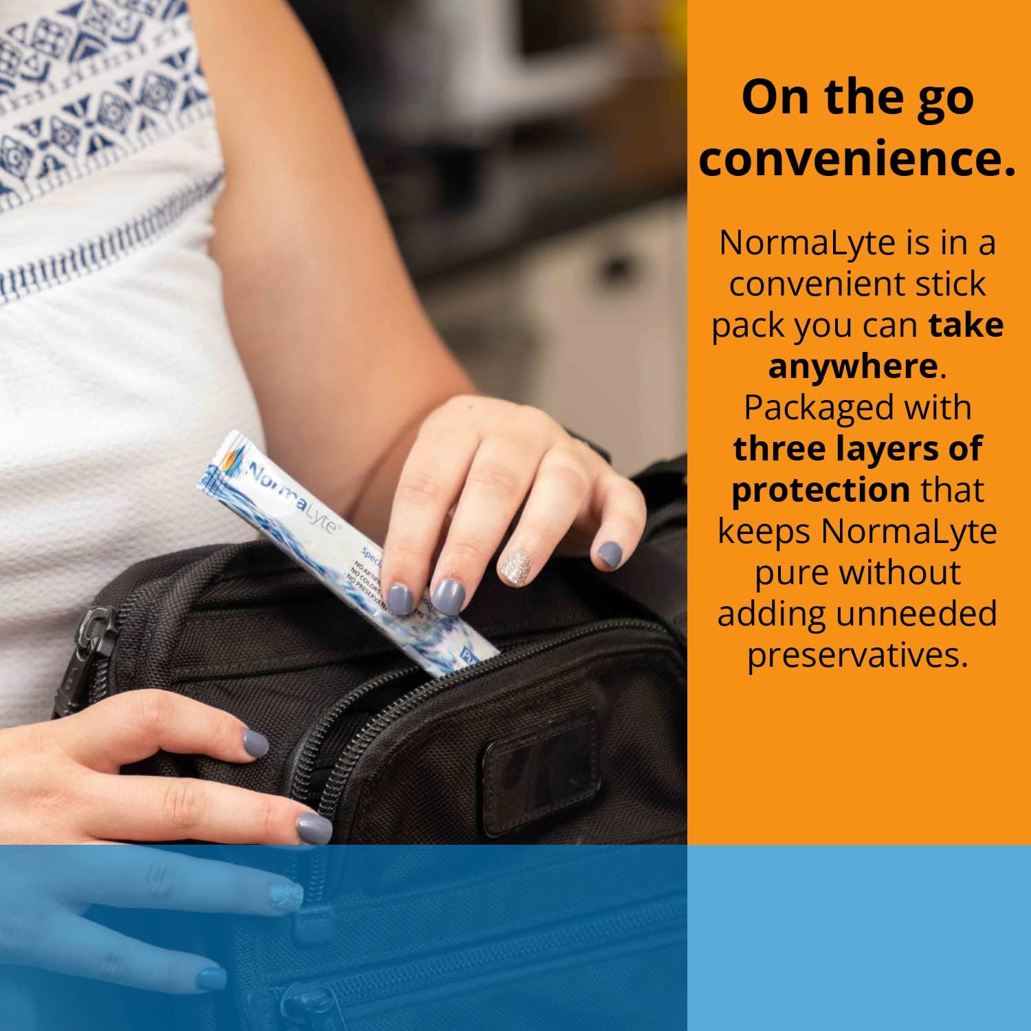 NormaLyte Orange Oral Rehydration Salts - 18 Sticks Packs, 500mL per Pack - Energy and Potassium Supplement for Dehydration Recovery