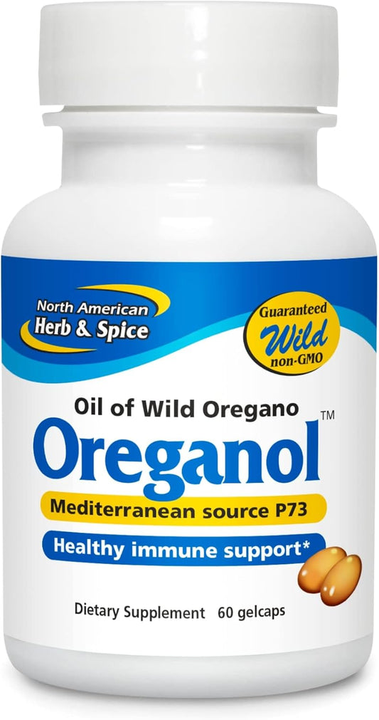 NORTH AMERICAN HERB & SPICE Oreganol P73 Gelcaps - 60 Capsules - Immune Support - Vegan Wild Oregano - Mediterranean Origin - Non-GMO