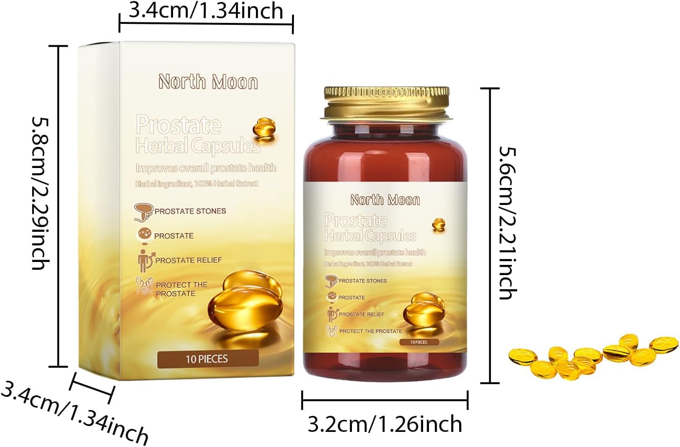 North Moon Prostate Herbal Capsules - 100% Natural Prostate Health Supplement (20 PCS/2 Bottles)