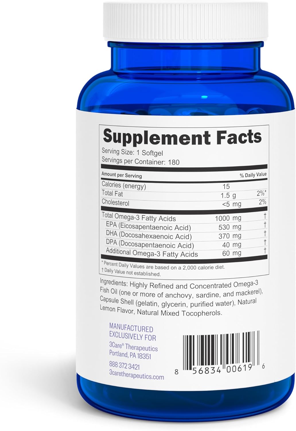 Norway Direkt Omega-3 Fish Oil Softgels - 2,000mg Omega-3, 1060mg EPA, 740mg DHA - 180 Count - Pharmaceutical Grade