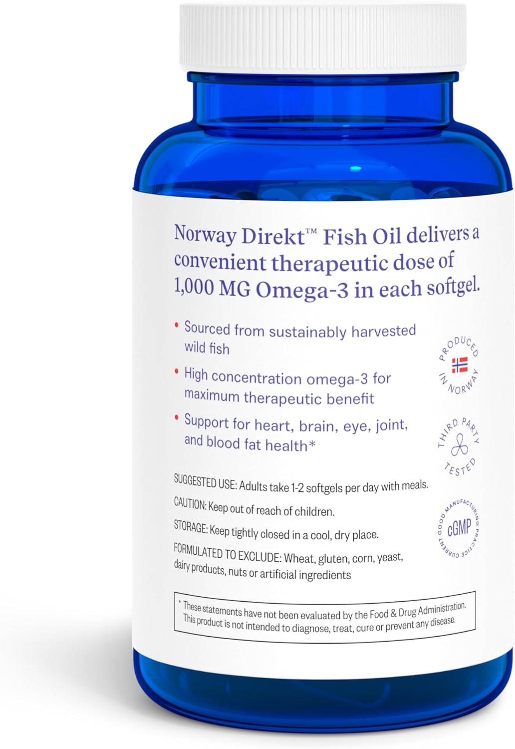 Norway Direkt Omega-3 Fish Oil Softgels - 2,000mg Omega-3, 1060mg EPA, 740mg DHA - 180 Count - Pharmaceutical Grade