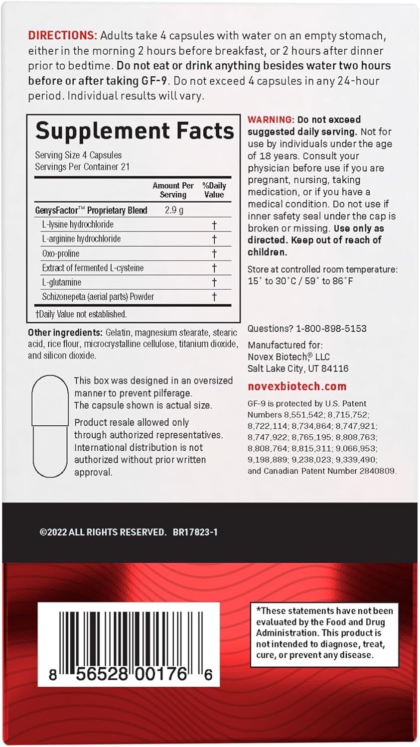 Novex Biotech GF-9: HGH Boosting Supplement for Men - Energy, Endurance, Sleep Support - 84 Ct
