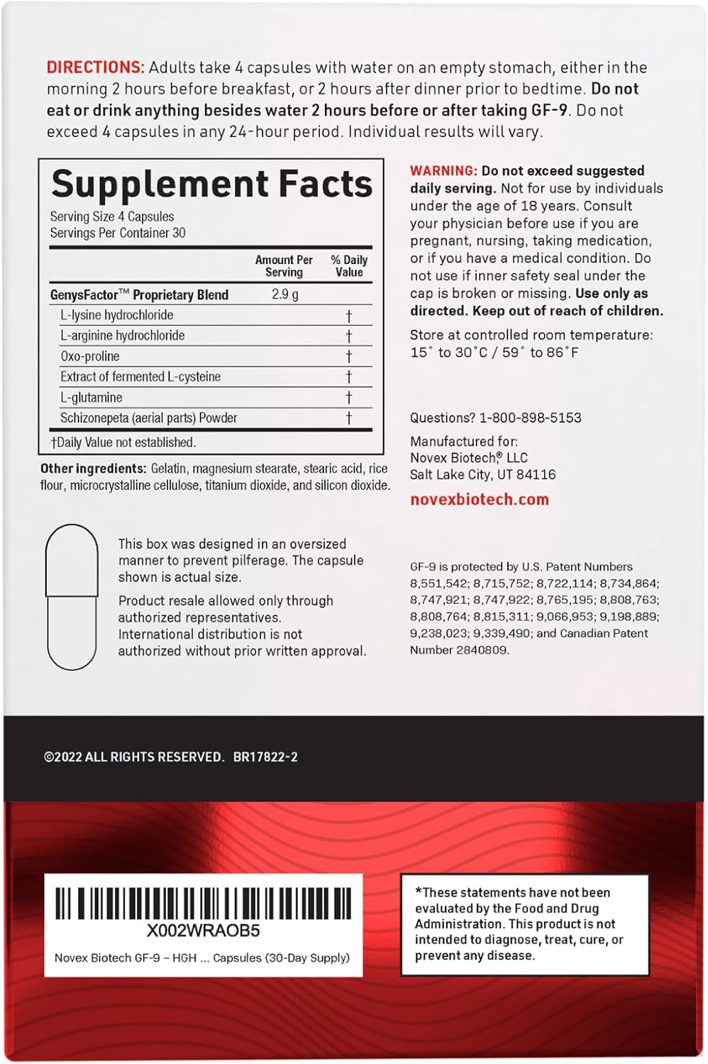 Novex Biotech GF-9 HGH Boosting Supplement for Men - Workout Complex for Energy, Endurance, Sleep - 120 Ct (30-Day Supply)