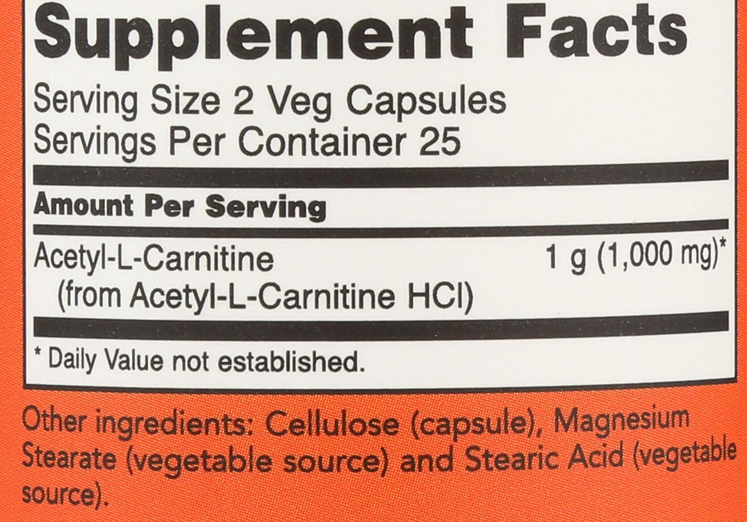 NOW FOODS Acetyl L-Carnitine 500mg Capsules, 50 Count Bottle