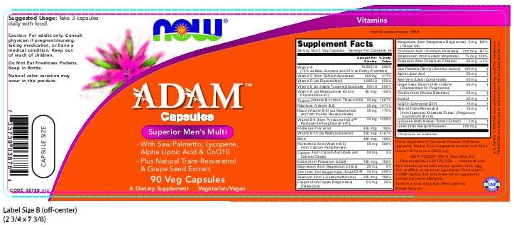 Now Foods ADAM™ Men's Multivitamin - 90 Vegetarian Capsules