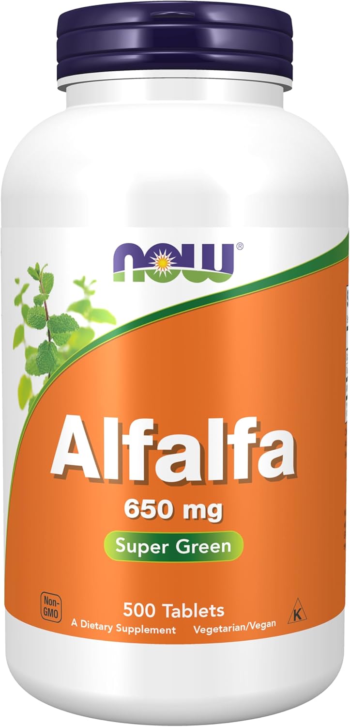 NOW Foods Alfalfa 650mg Tablets - Vitamin K Source, Green Superfoods Supplement
