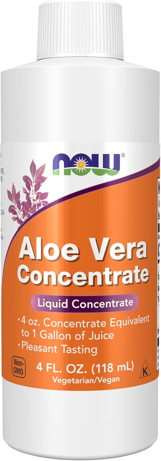 NOW Foods Aloe Vera Concentrate Supplement - 4-Ounce with 40:1 Concentration of Active Polysaccharides