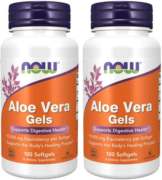Now Foods Aloe Vera Softgels, 200 Count (2 Pack) - Natural Digestive Support Supplement