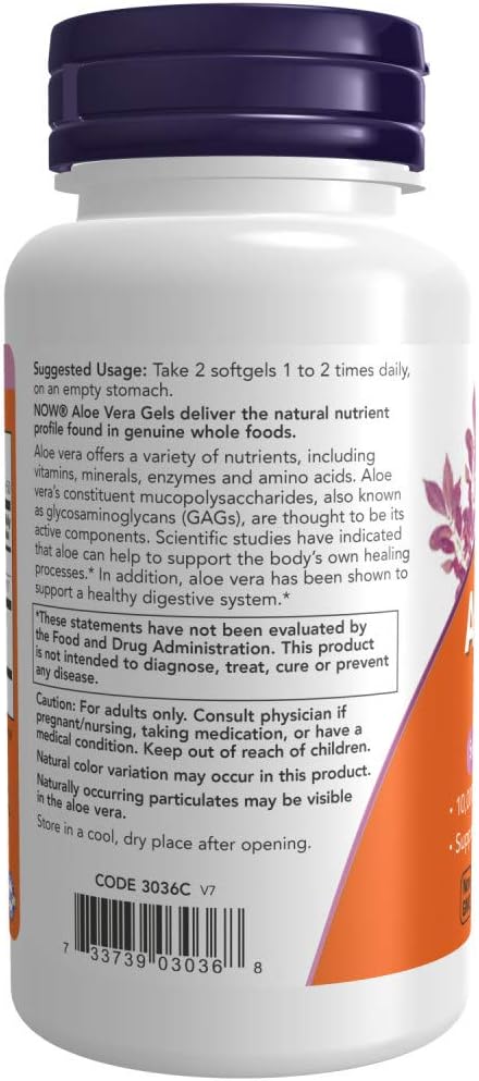 Now Foods Aloe Vera Softgels, 200 Count (2 Pack) - Natural Digestive Support Supplement