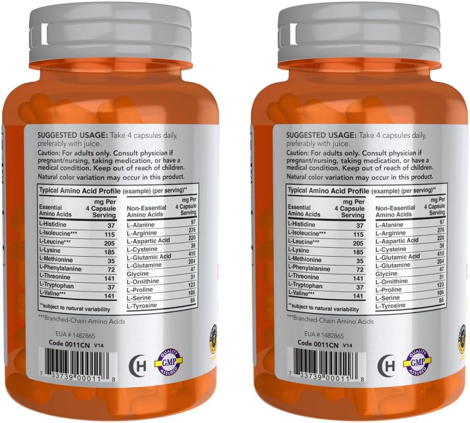 NOW Foods Amino Complete™ Protein Blend with 21 Aminos and B-6 - 240 Veg Capsules + Pill Organizer