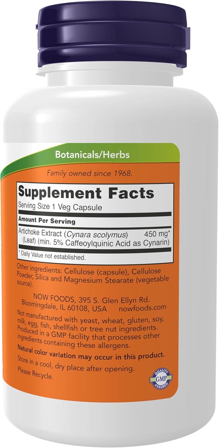 Now Foods Artichoke Extract 450mg, 90 Veg-Capsules for Digestive Health - Natural Detox Support Supplement
