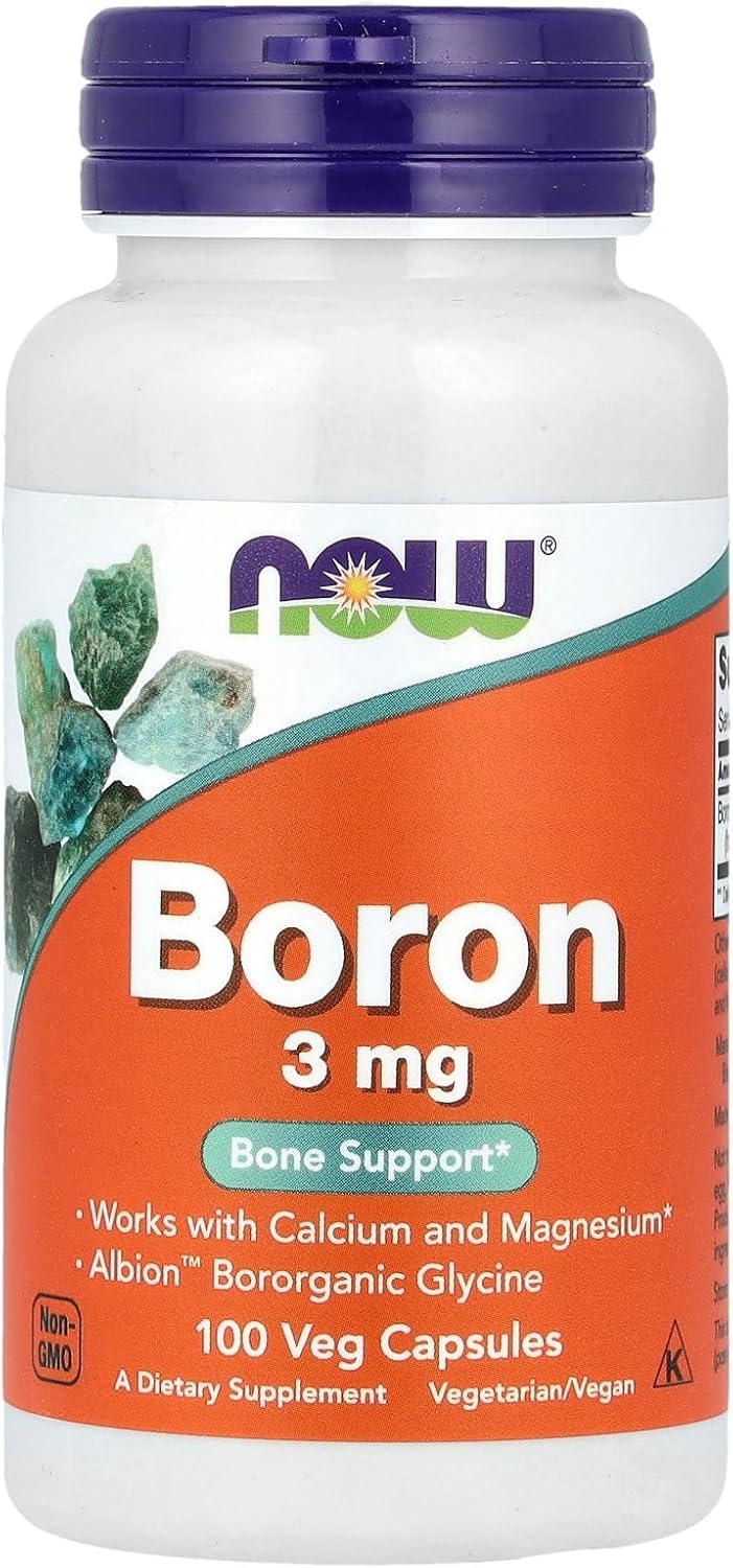 Now Foods Boron Supplement - 3mg, 100 Capsules for Bone Health and Hormone Support