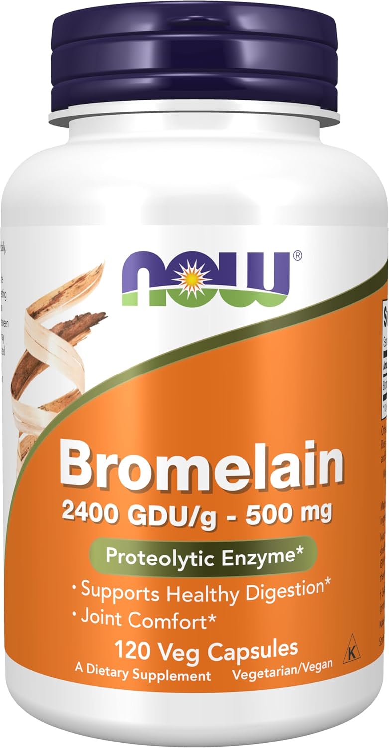 NOW Foods Bromelain 500mg - Natural Proteolytic Enzyme Supplement, 120 Veg Capsules