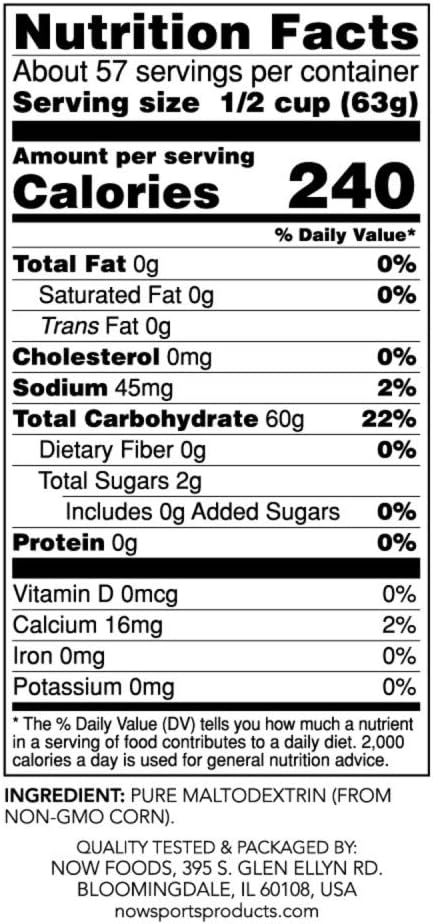 NOW Foods Carbo Gain Powder (Maltodextrin) - 8lbs for Rapid Energy Absorption & Production - Sports Nutrition