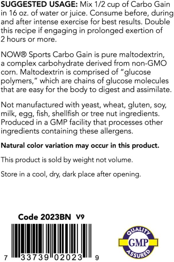 NOW Foods Carbo Gain Powder (Maltodextrin) - 8lbs for Rapid Energy Absorption & Production - Sports Nutrition