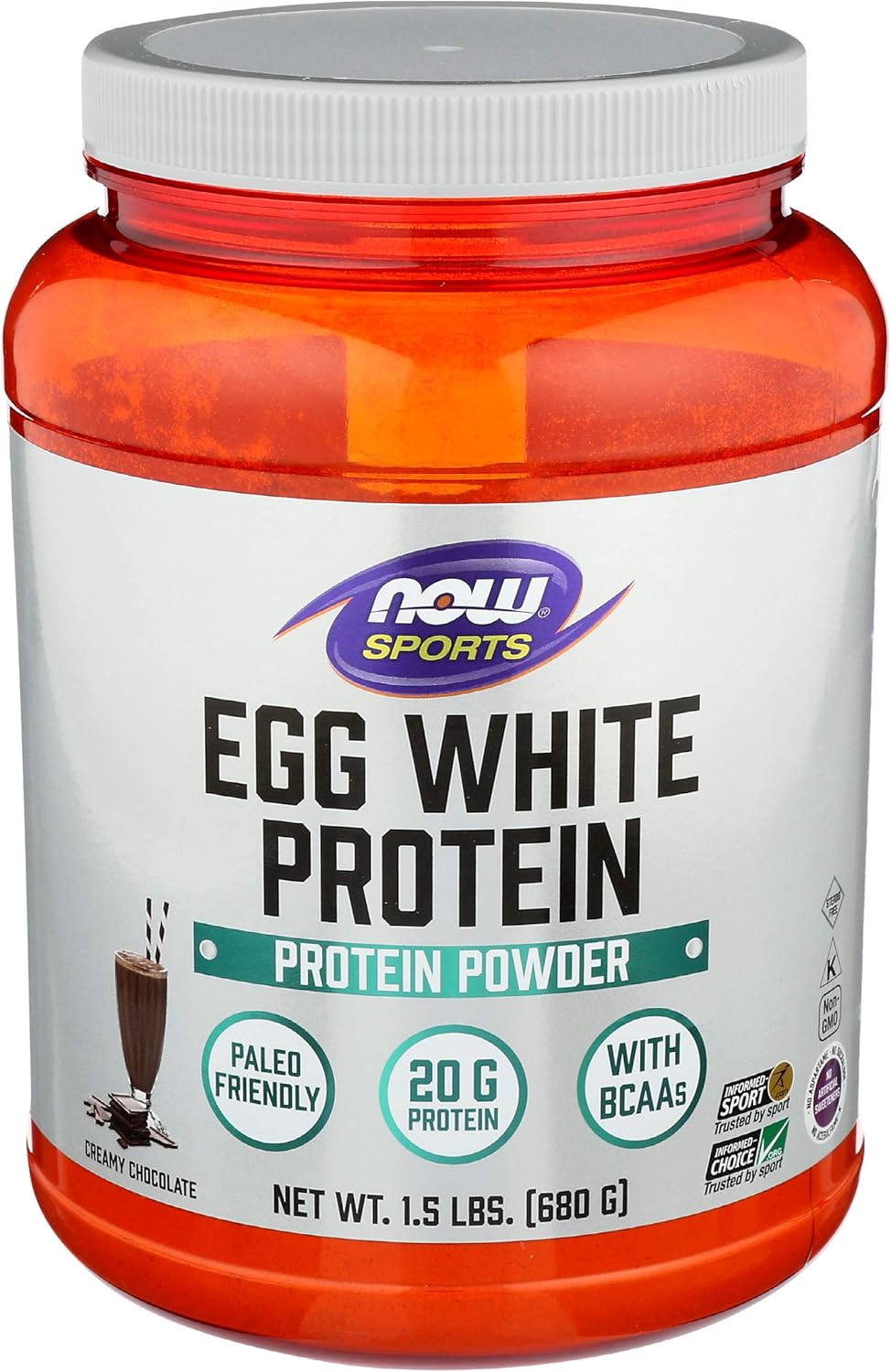 Now Foods Chocolate Egg White Protein Powder - 24 Ounce Jar