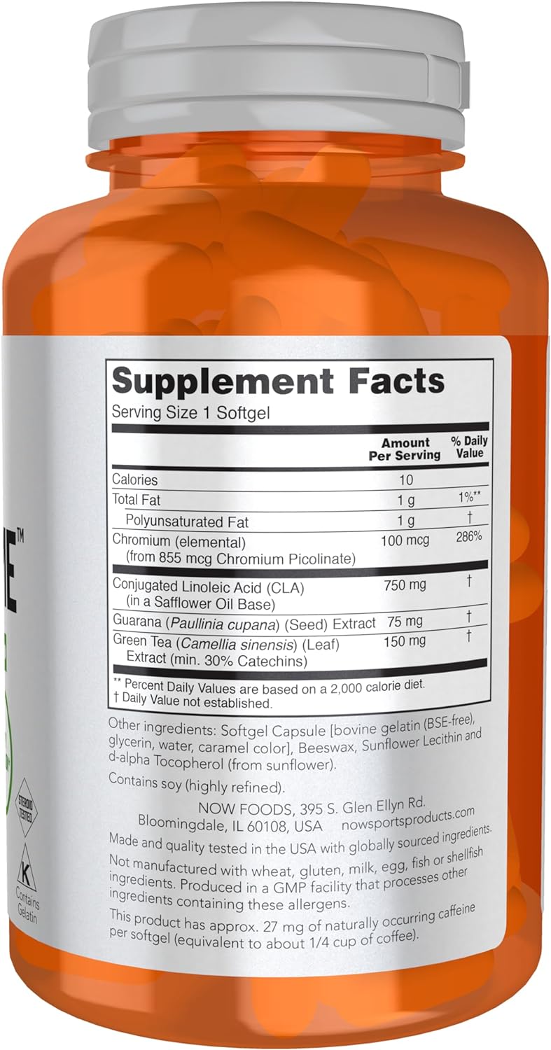 NOW Foods CLA Extreme™ 90 Softgels with Guarana & Green Tea for Sports Nutrition