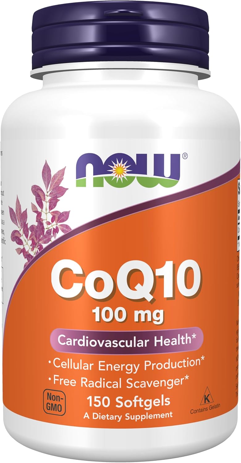 NOW Foods CoQ10 100 mg Softgels - Pharmaceutical Grade for Cardiovascular Health - 150 Count