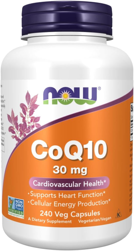Now Foods CoQ10 30mg - 240 Vegetable Capsules for Heart Health and Energy Support