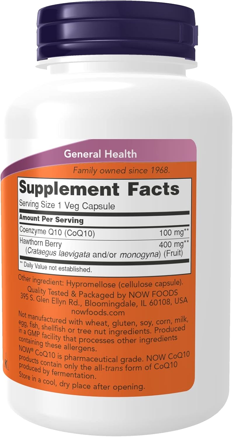 Now Foods CoQ10 with Hawthorn Berry Vegetarian Capsules, 100 mg - 180 Count