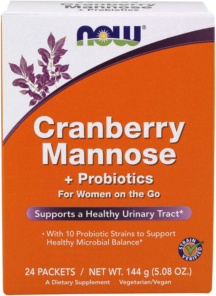 NOW Foods Cranberry Mannose + Probiotics Supplement - 24 Box, 10 Probiotic Bacterial Strains