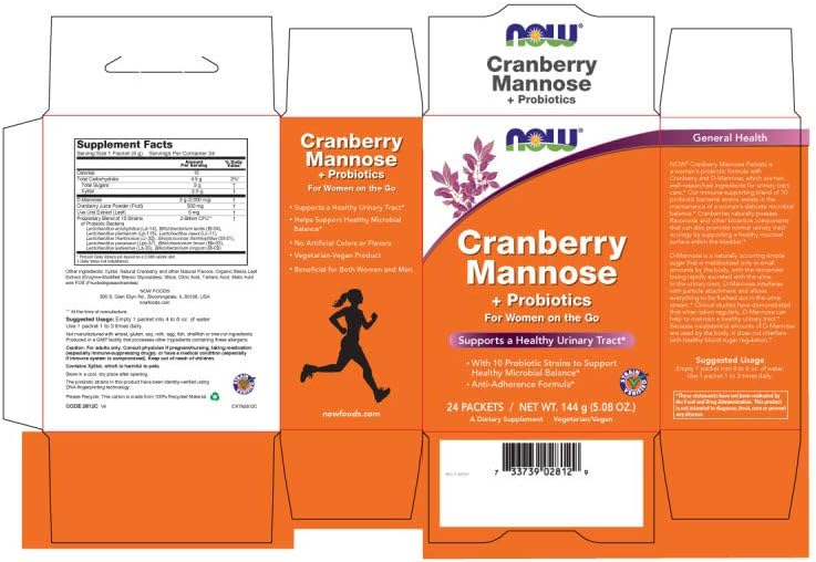 NOW Foods Cranberry Mannose + Probiotics Supplement - 24 Box, 10 Probiotic Bacterial Strains