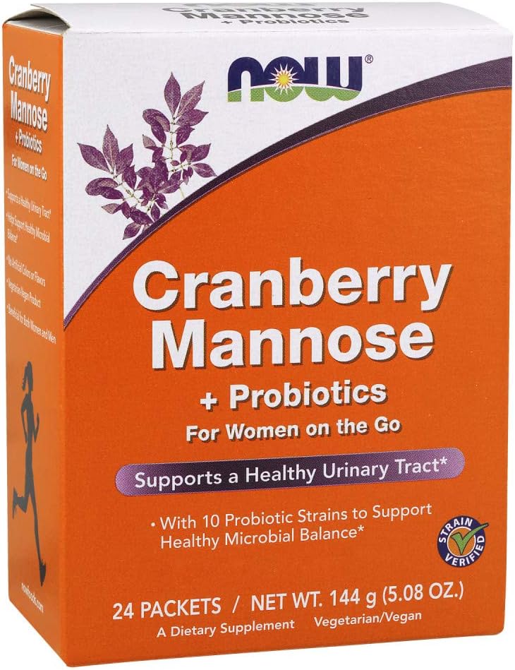 NOW Foods Cranberry Mannose + Probiotics Supplement - 24 Box, 10 Probiotic Bacterial Strains
