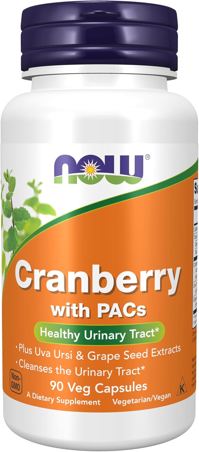 NOW Foods Cranberry with PACs, Uva Ursi, and Grape Seed Extracts - 90 Veg Capsules