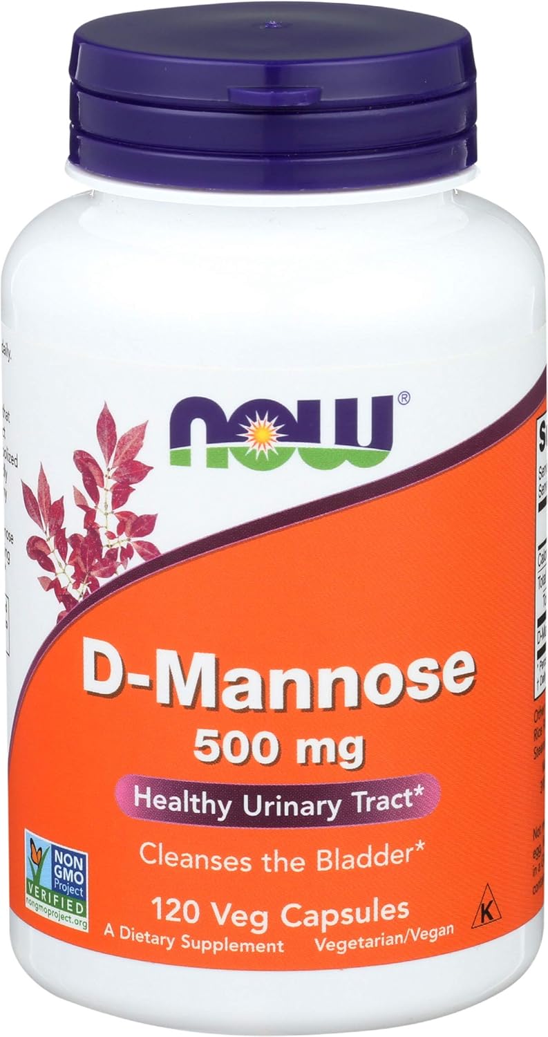 Now Foods D-Mannose Capsules 500mg - Pack of 3 - Urinary Tract Health Supplement