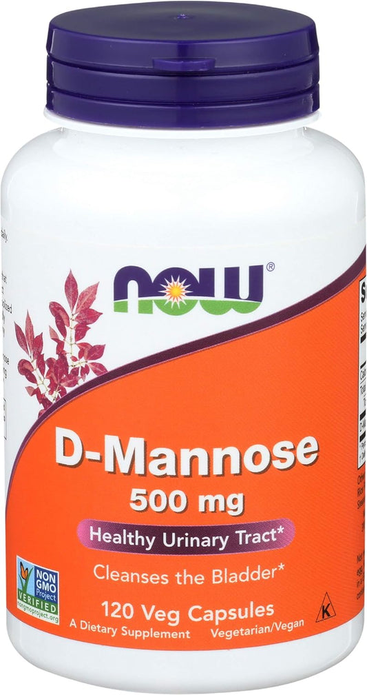 Now Foods D-Mannose Capsules 500mg - Pack of 3 - Urinary Tract Health Supplement