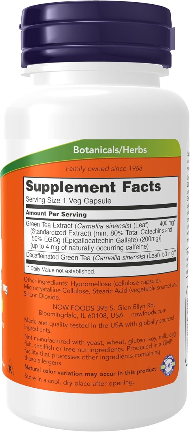 NOW Foods EGCg Green Tea Extract 400mg - 90 Veg Capsules, Antioxidant Supplement