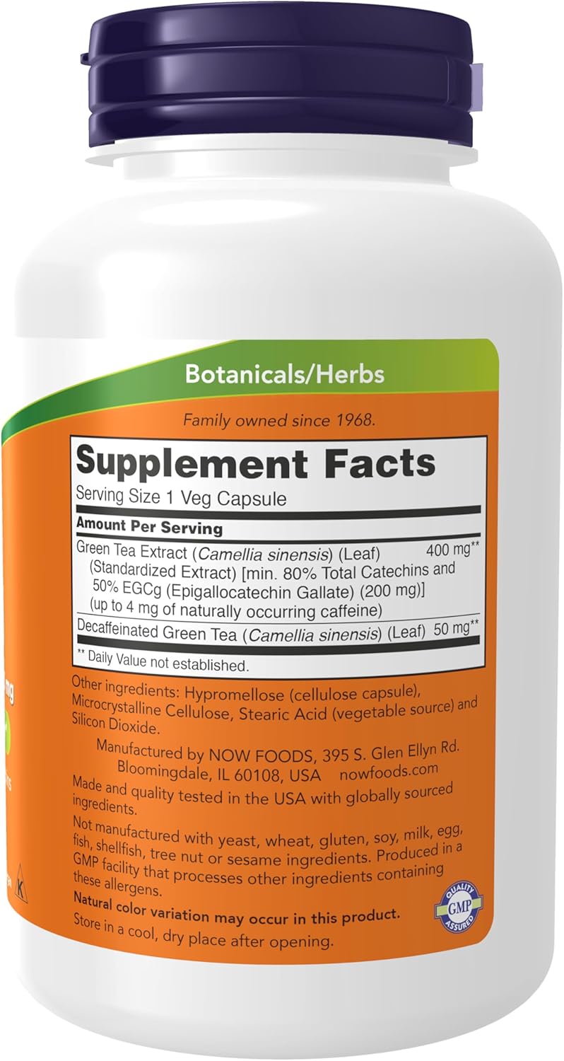 NOW Foods EGCg Green Tea Extract Dietary Supplement 400mg - 180 Veg Capsules for Free Radical Scavenging