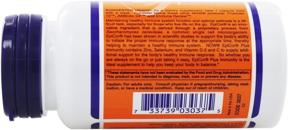 NOW Foods EpiCor Plus Immunity Supplement 60 Vegetarian Capsules - Boost Immune System Health