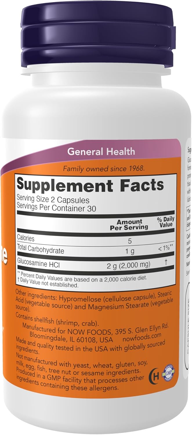 NOW Foods Glucosamine '1000' Dietary Supplement - 60 Veg Capsules, 1g Per Capsule - UL Certified