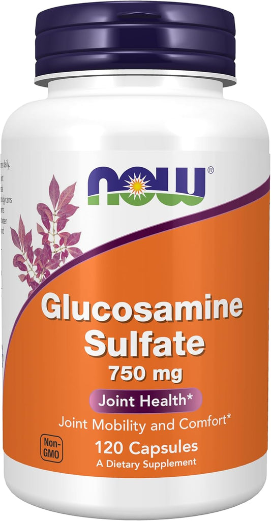 NOW Foods Glucosamine Sulfate 750 mg - UL Certified Dietary Supplement, 120 Veg Capsules