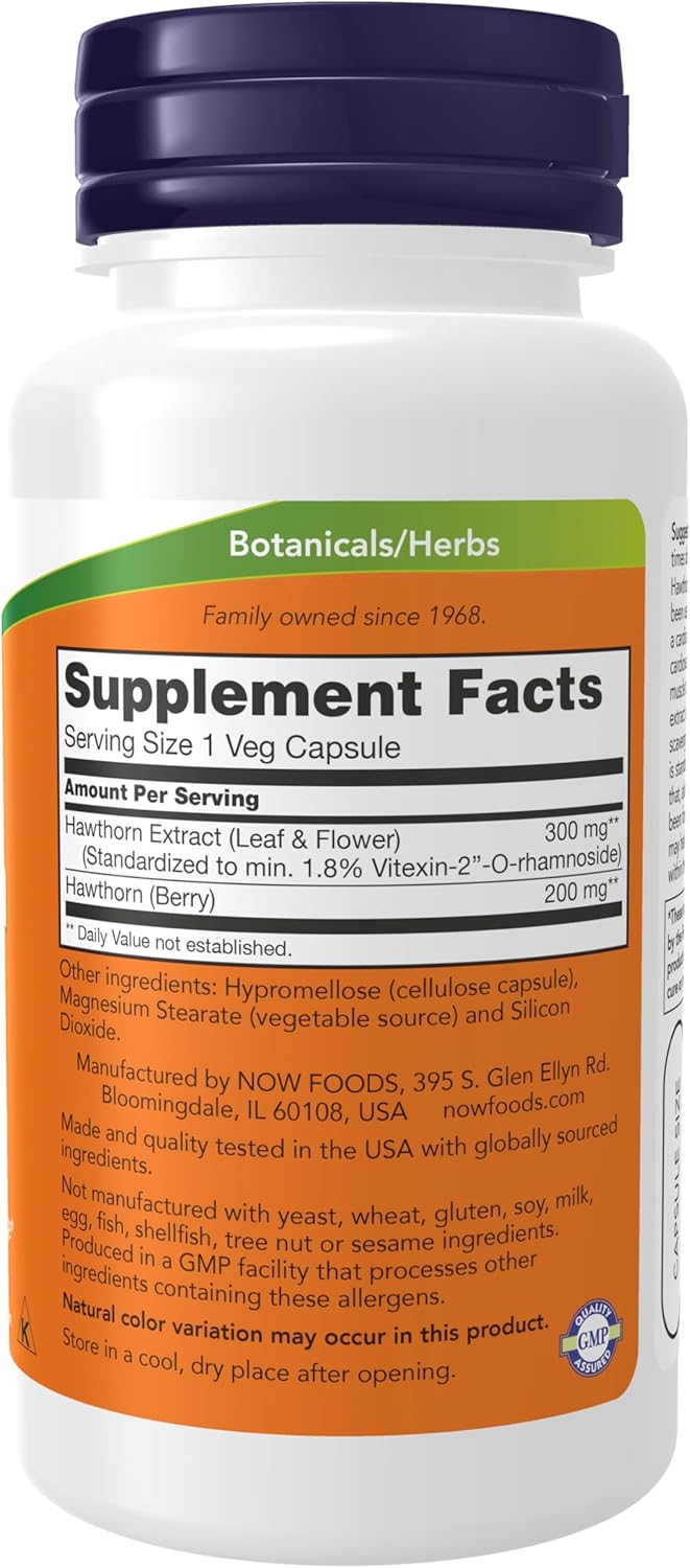 NOW Foods Hawthorn Extract 300 mg Veg Capsules - Cardiovascular Support - 90 Count