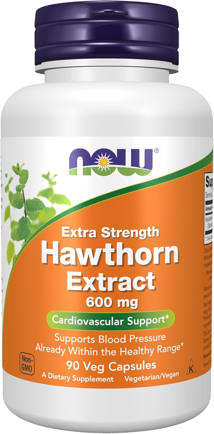NOW Foods Hawthorn Extract 600 mg - Extra Strength Cardiovascular Support - 90 Veg Capsules