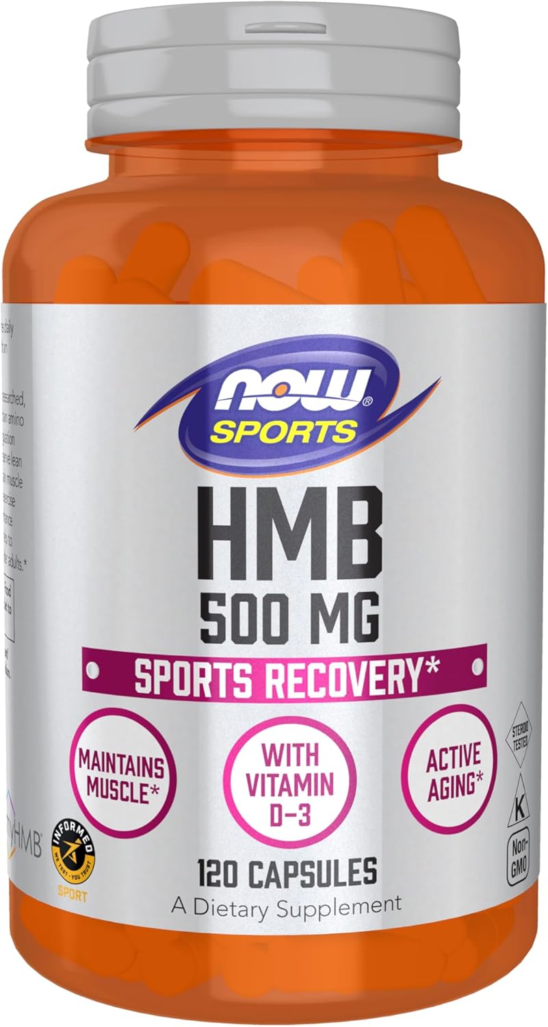 NOW Foods HMB (β-Hydroxy β-Methylbutyrate) 500 mg Veg Capsules for Sports Recovery - 120 Count