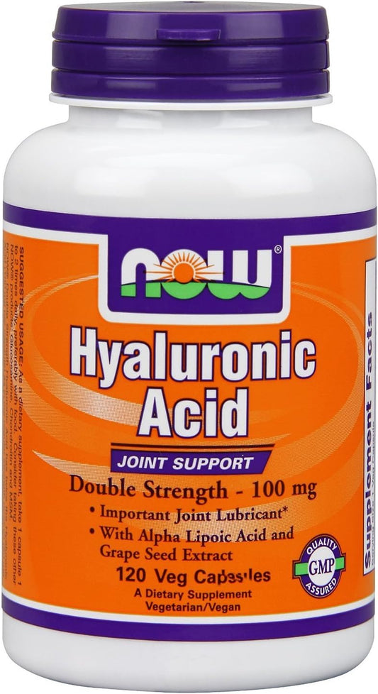 NOW Foods Hyaluronic Acid Double Strength Veg Capsules, 100mg - 240 Count (2 Pack)