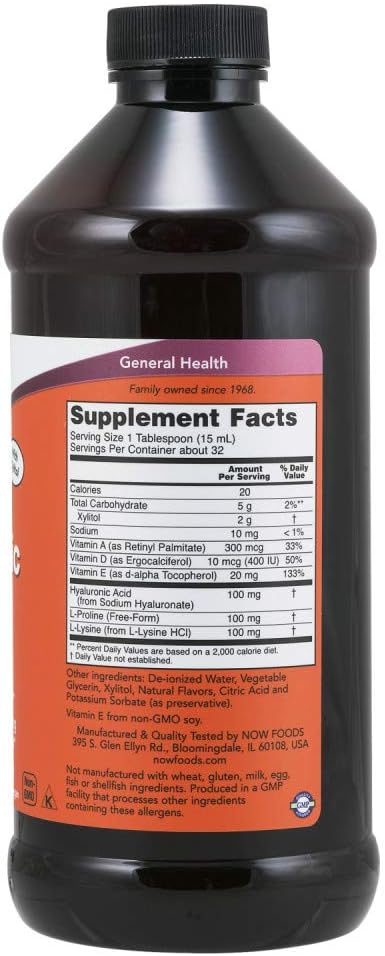 Now Foods Hyaluronic Acid Liquid Supplement - 100mg, 16oz