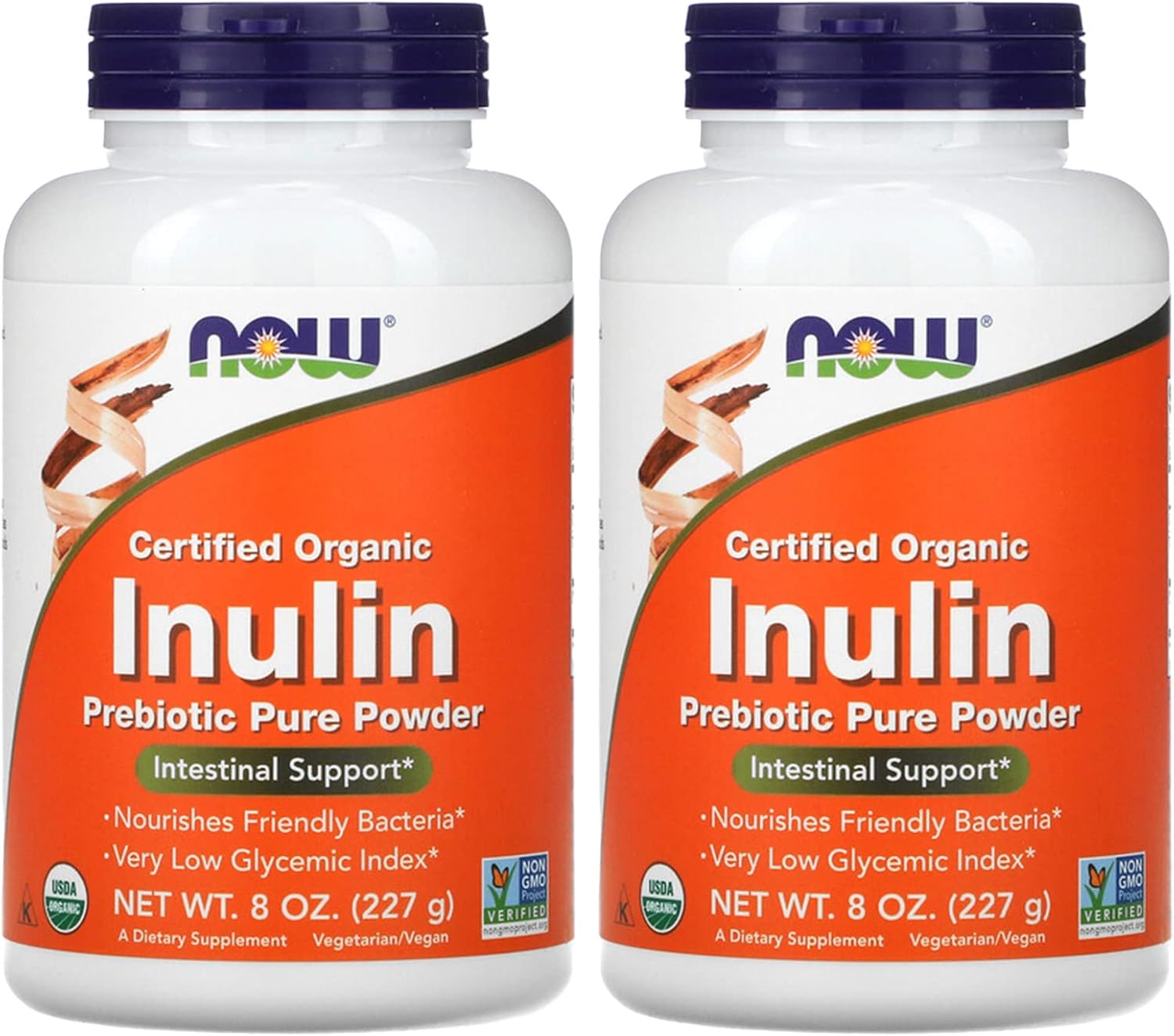 NOW Foods Inulin Prebiotic FOS Powder, 8 oz (Pack of 2) - Digestive Health, Gut Support, Non-GMO, Vegan