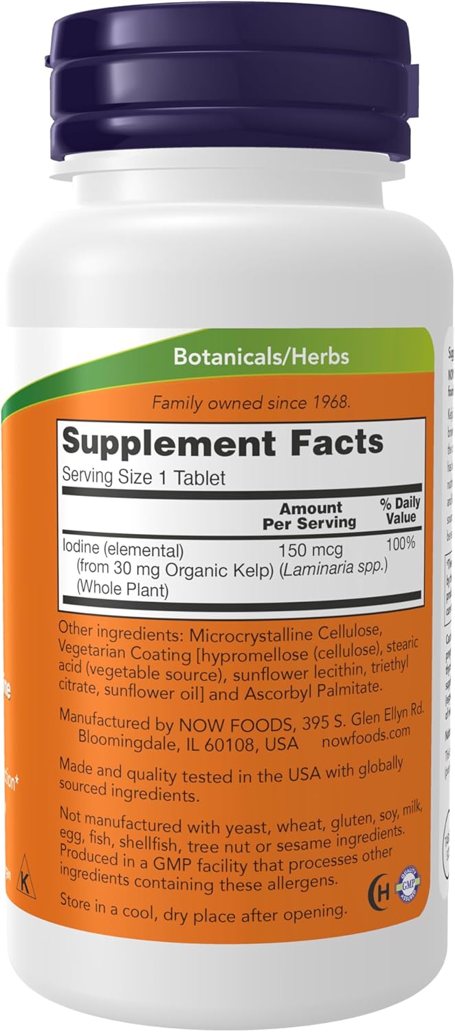 Now Foods Kelp Tablets - Natural Iodine Source, 150mcg, 200 Count