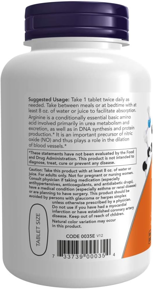 Now Foods L-Arginine 1000mg Tablets - 2 Pack, 240 Tablets Total